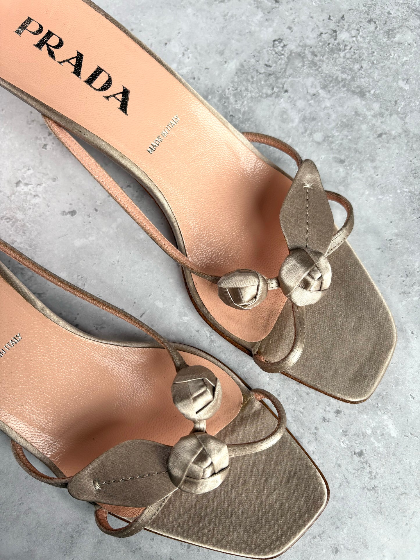 Prada Satin Rosebud kitten heels