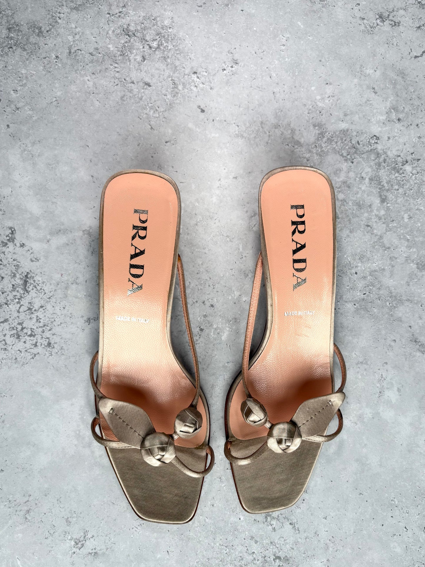 Prada Satin Rosebud kitten heels