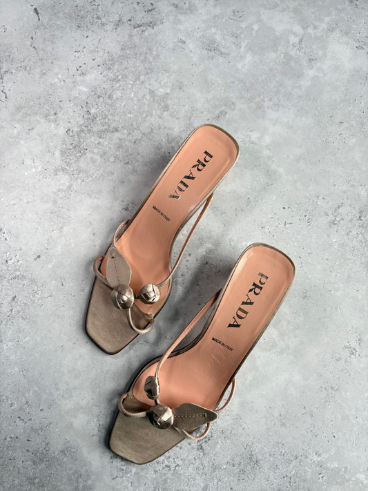 Prada Satin Rosebud kitten heels