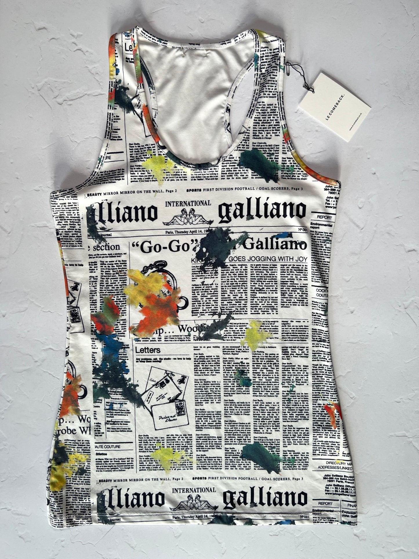 Galliano Newspaper Print Vest Top