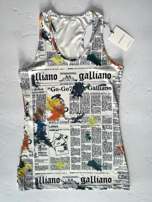 Galliano Newspaper Print Vest Top