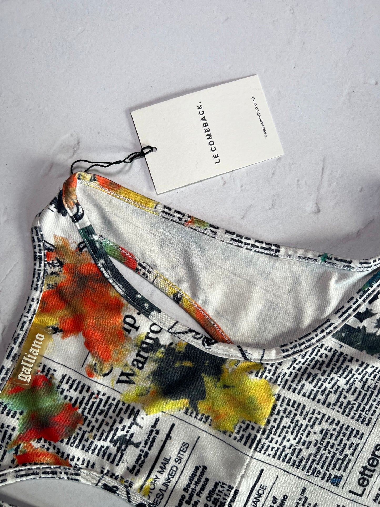 Galliano Newspaper Print Vest Top