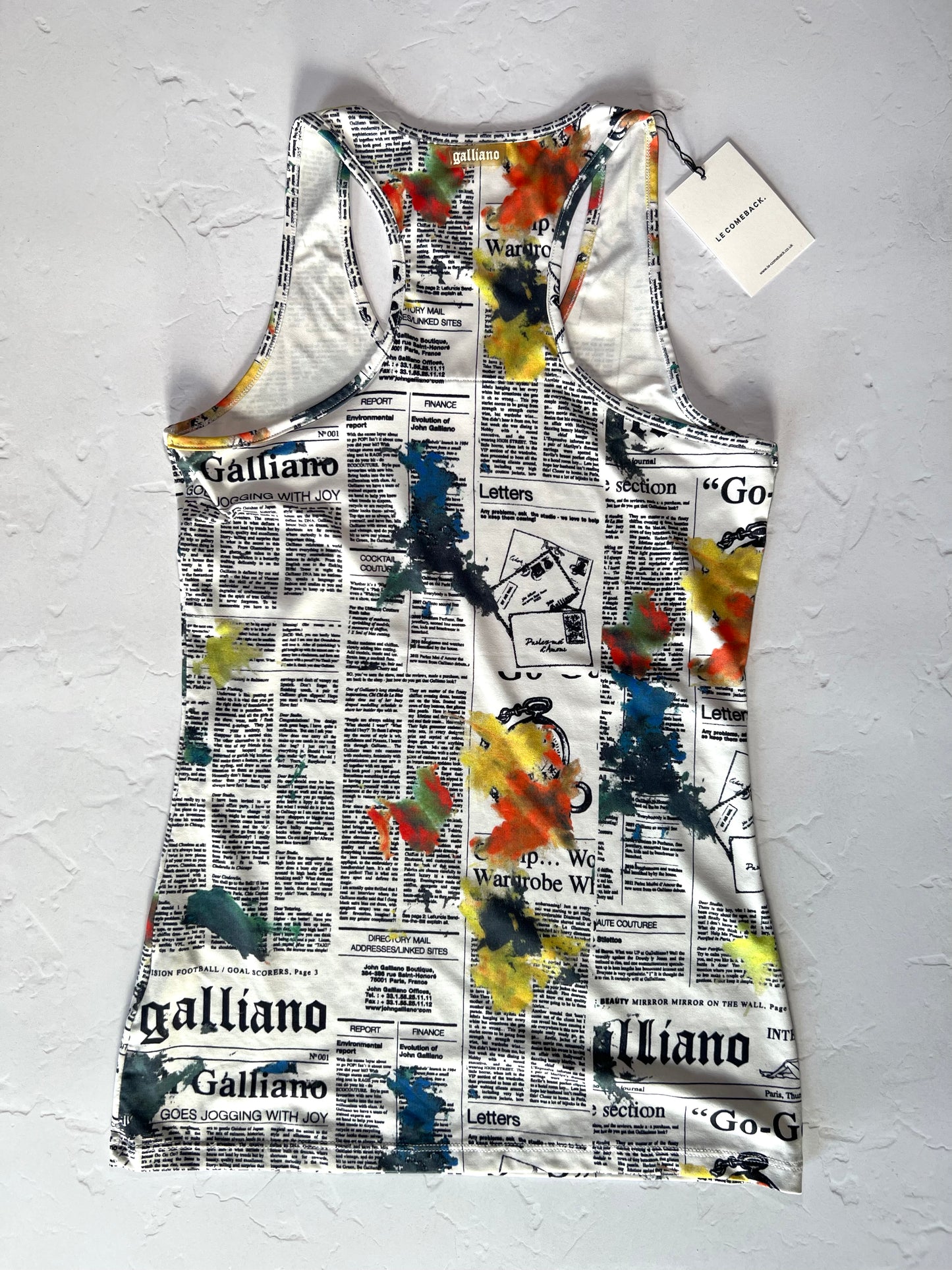 Galliano Newspaper Print Vest Top