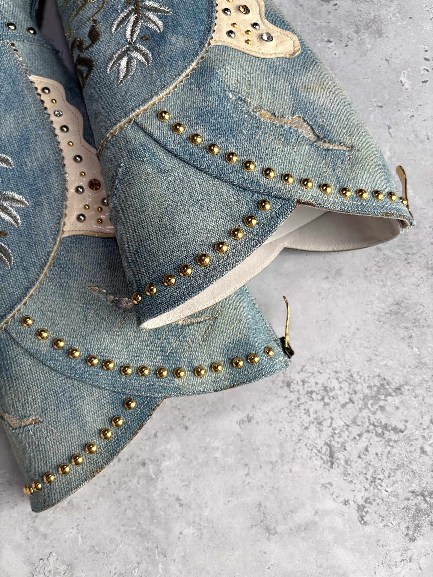 El Dantes Blue Distressed Denim Boots