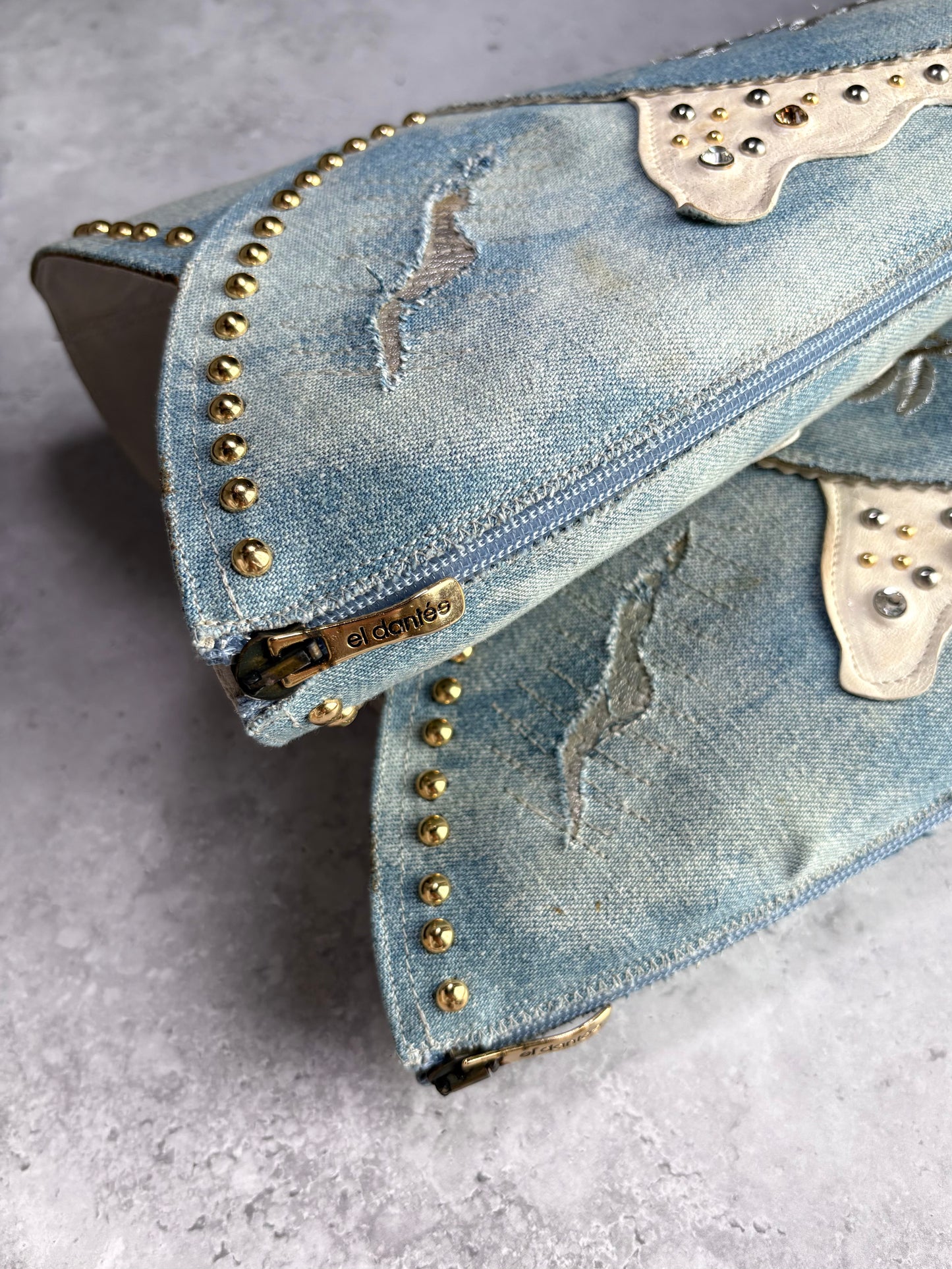 El Dantes Blue Distressed Denim Boots