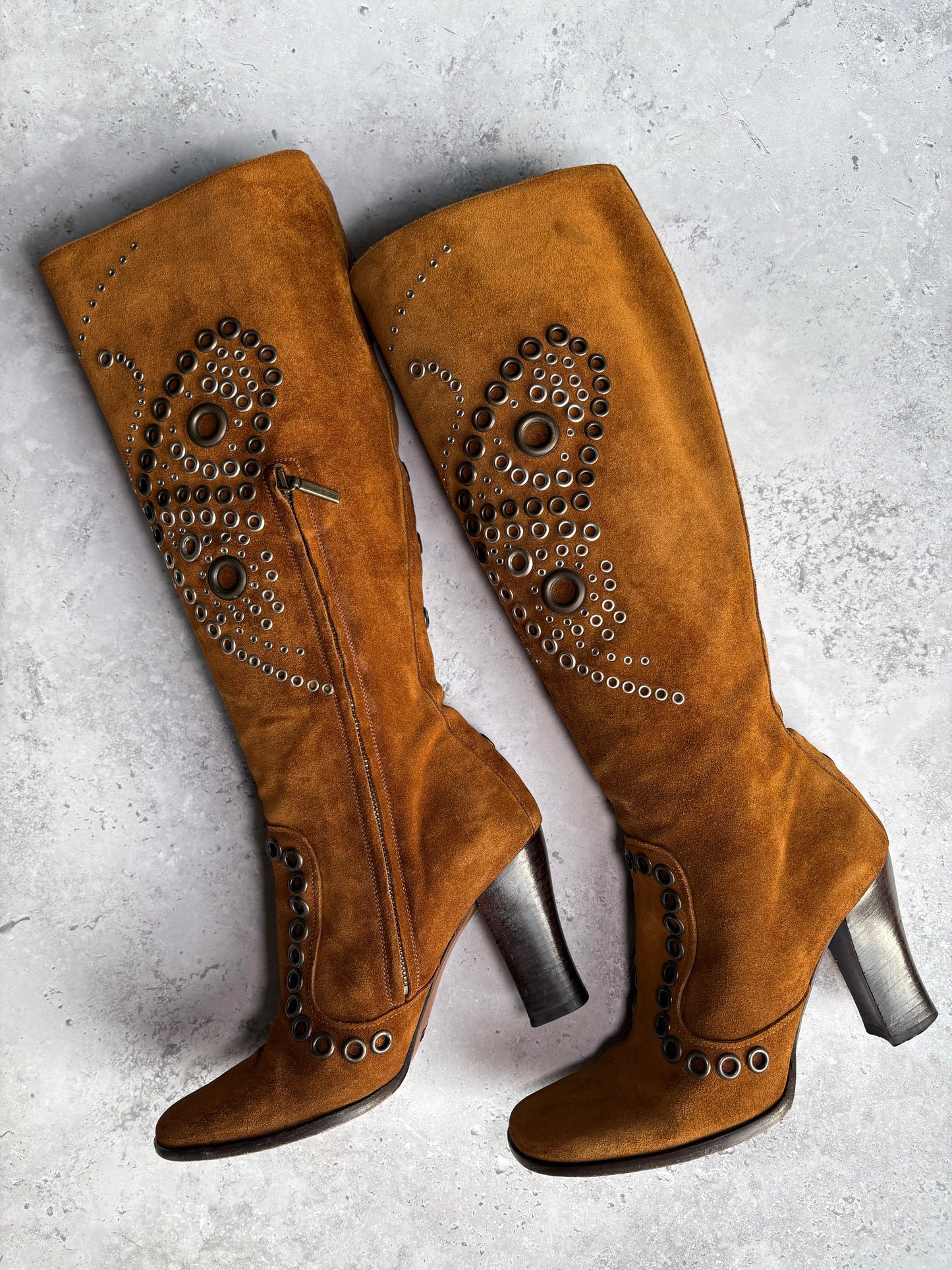 D&G Tan Butterfly Stud Boots