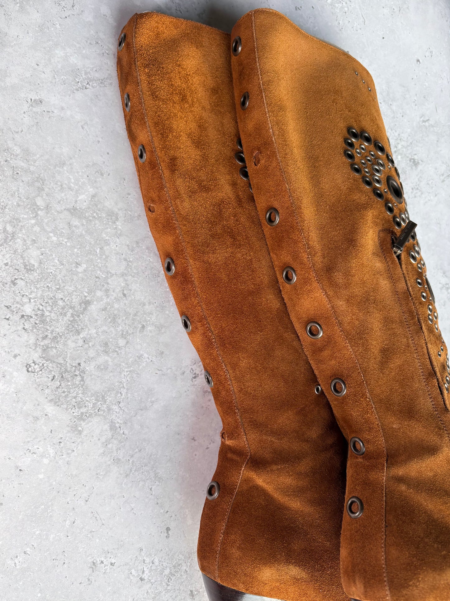 D&G Tan Butterfly Stud Boots