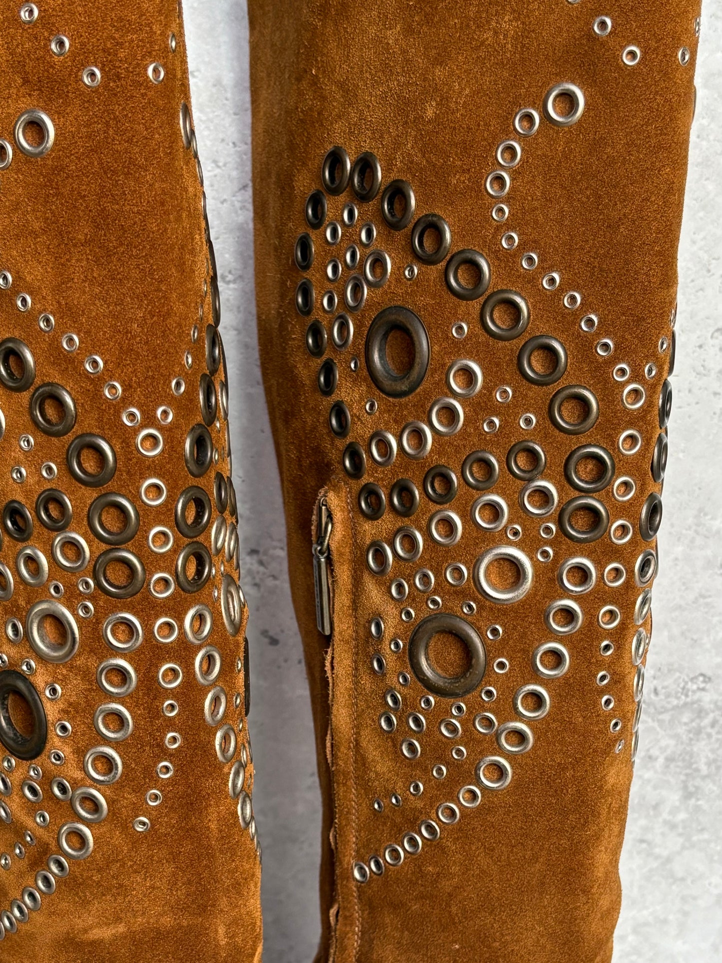 D&G Tan Butterfly Stud Boots