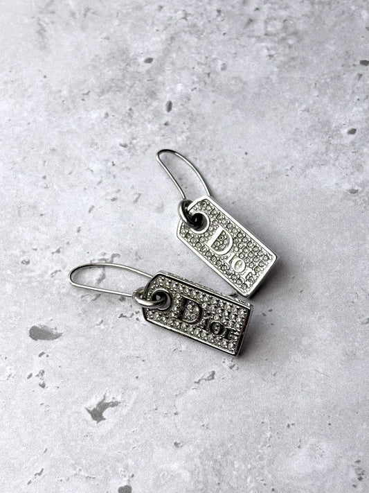 Dior Diamante Tag Earrings