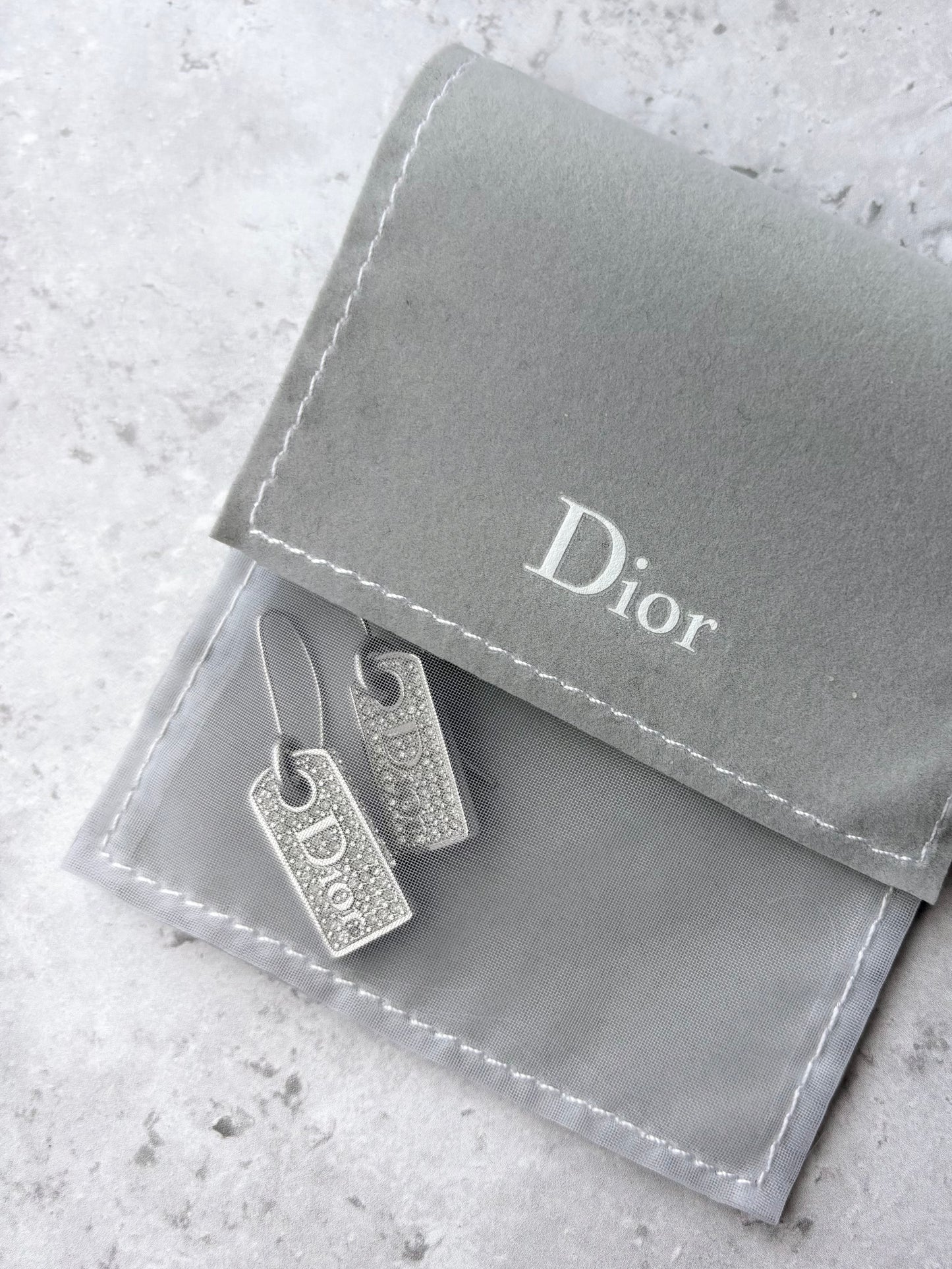 Dior Diamante Tag Earrings
