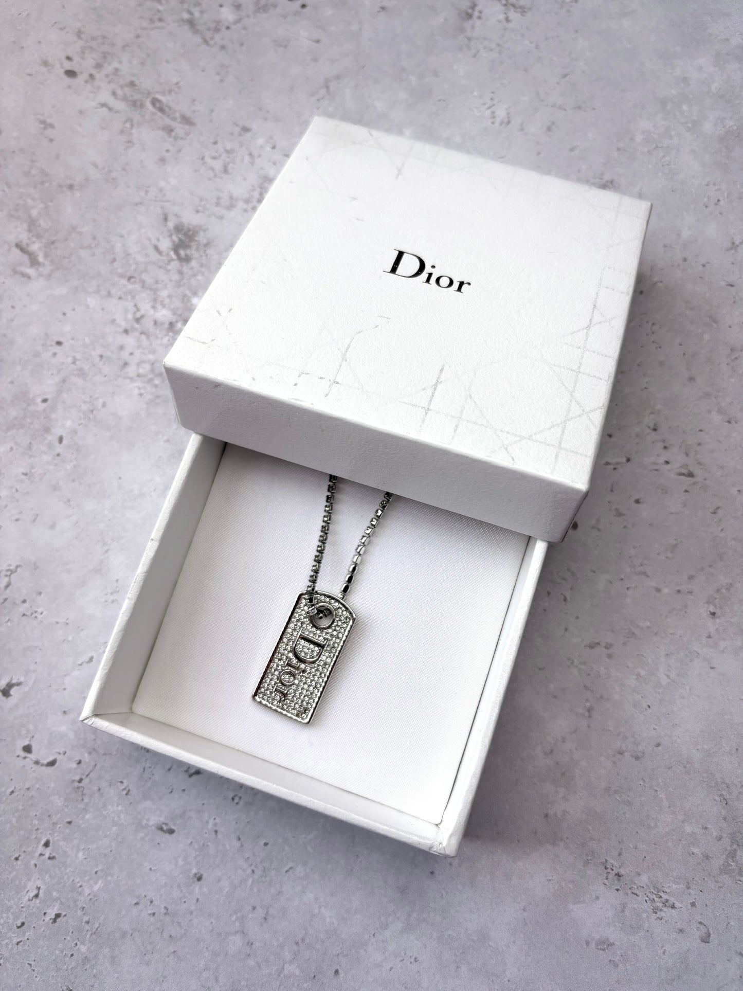 Dior Diamante Tag Necklace