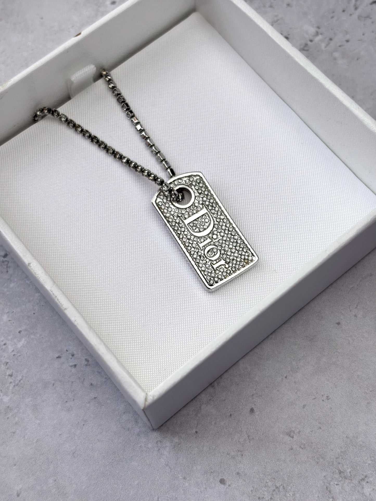 Dior Diamante Tag Necklace