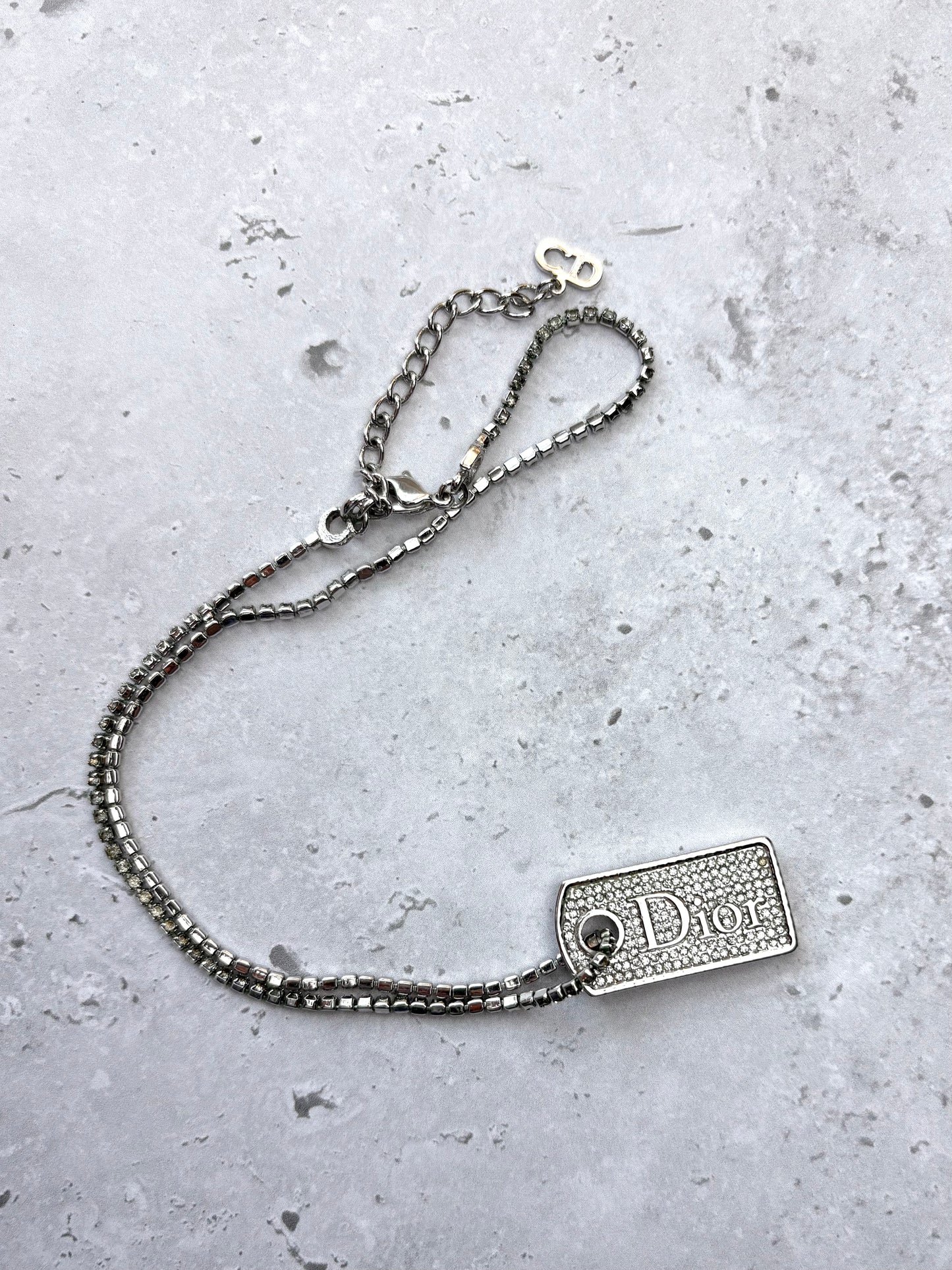 Dior Diamante Tag Necklace