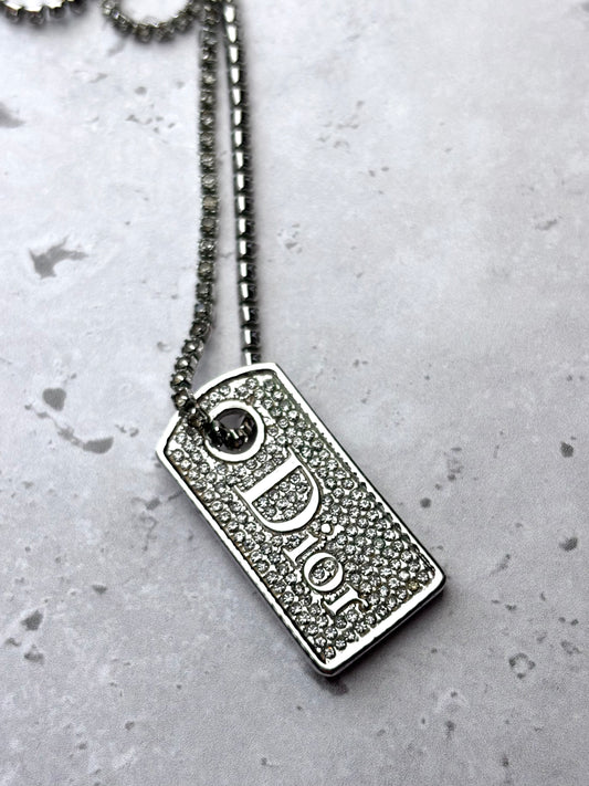 Dior Diamante Tag Necklace