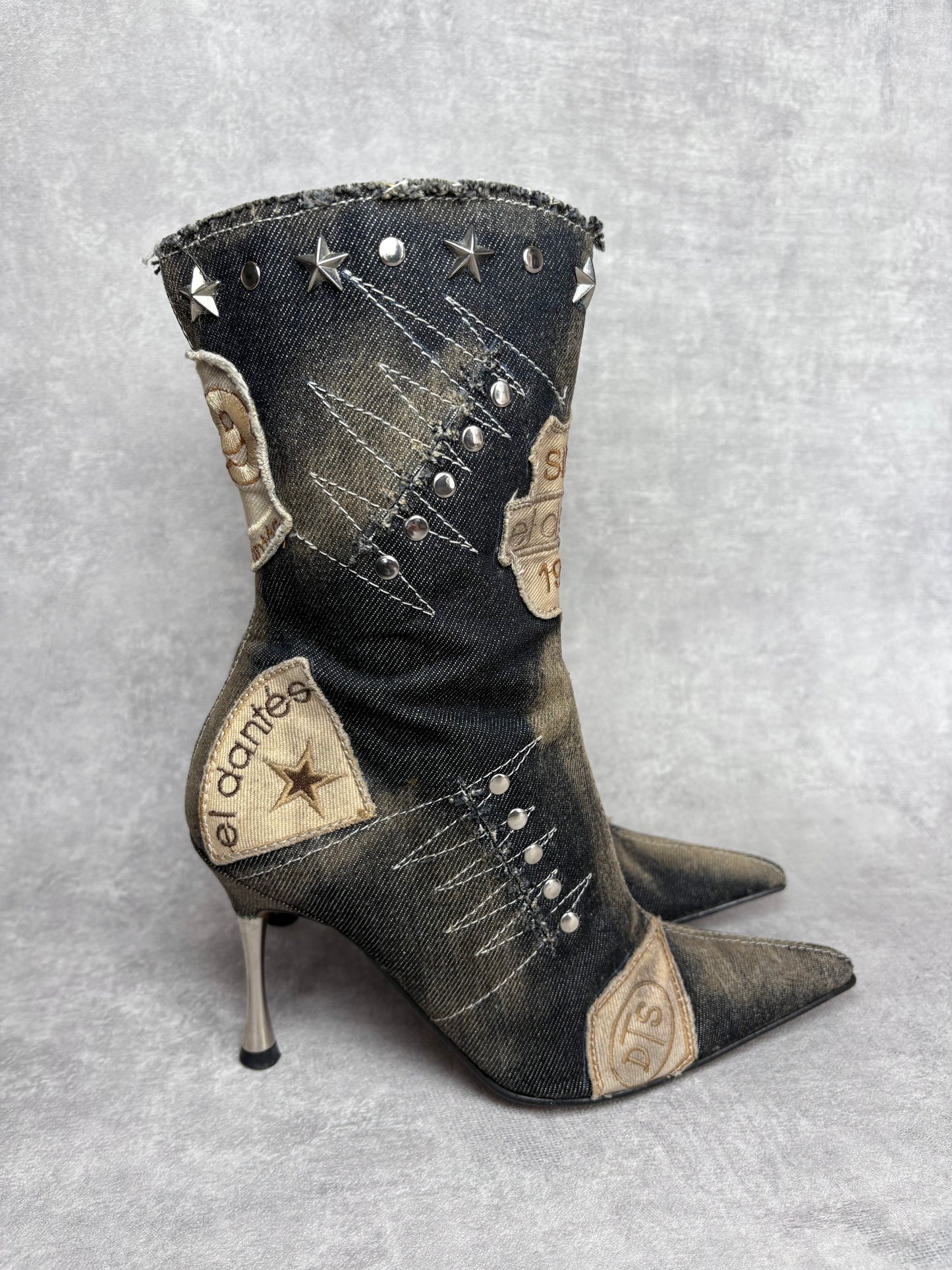 El Dantes Denim Patch Boots