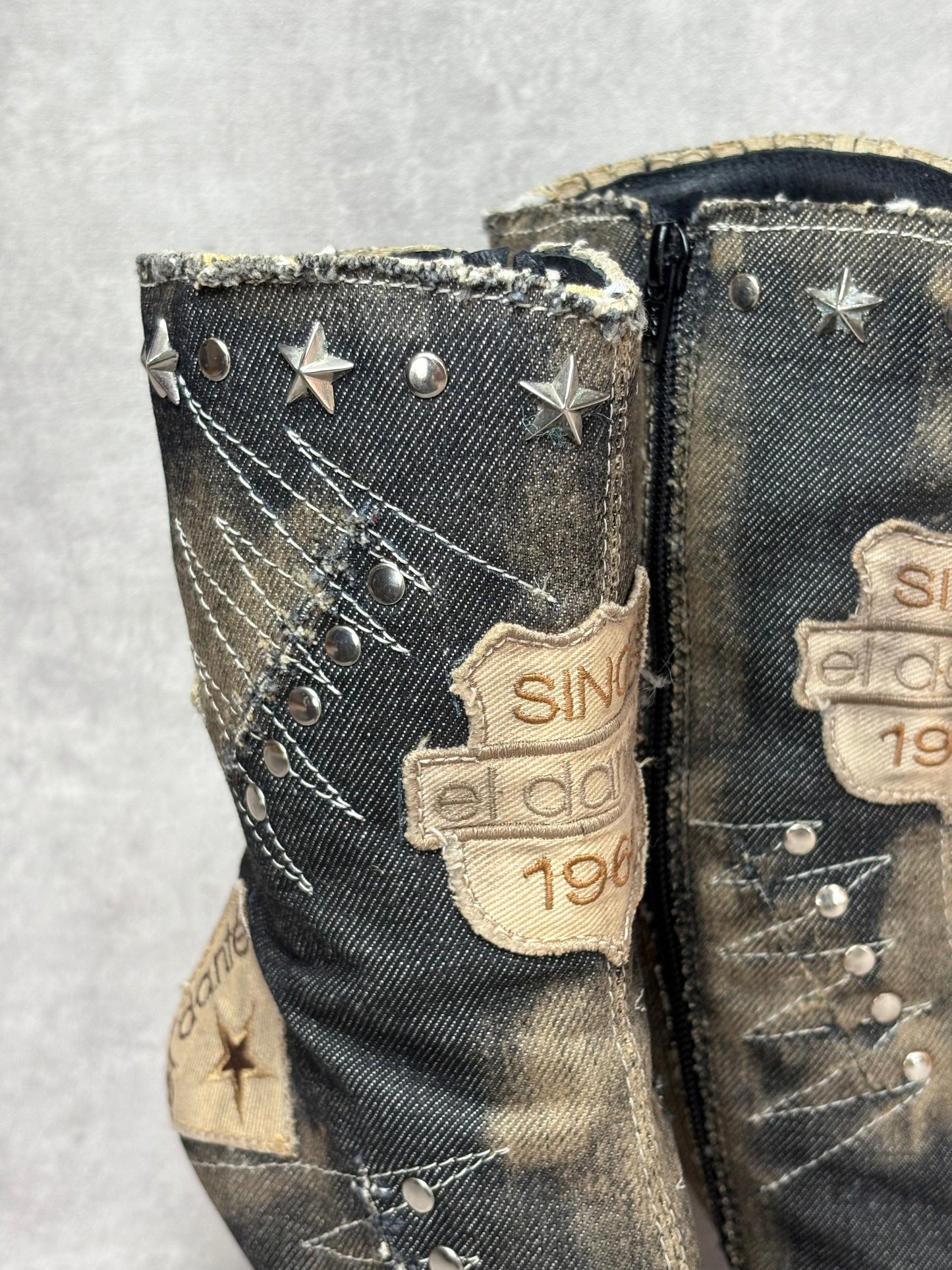 El Dantes Denim Patch Boots