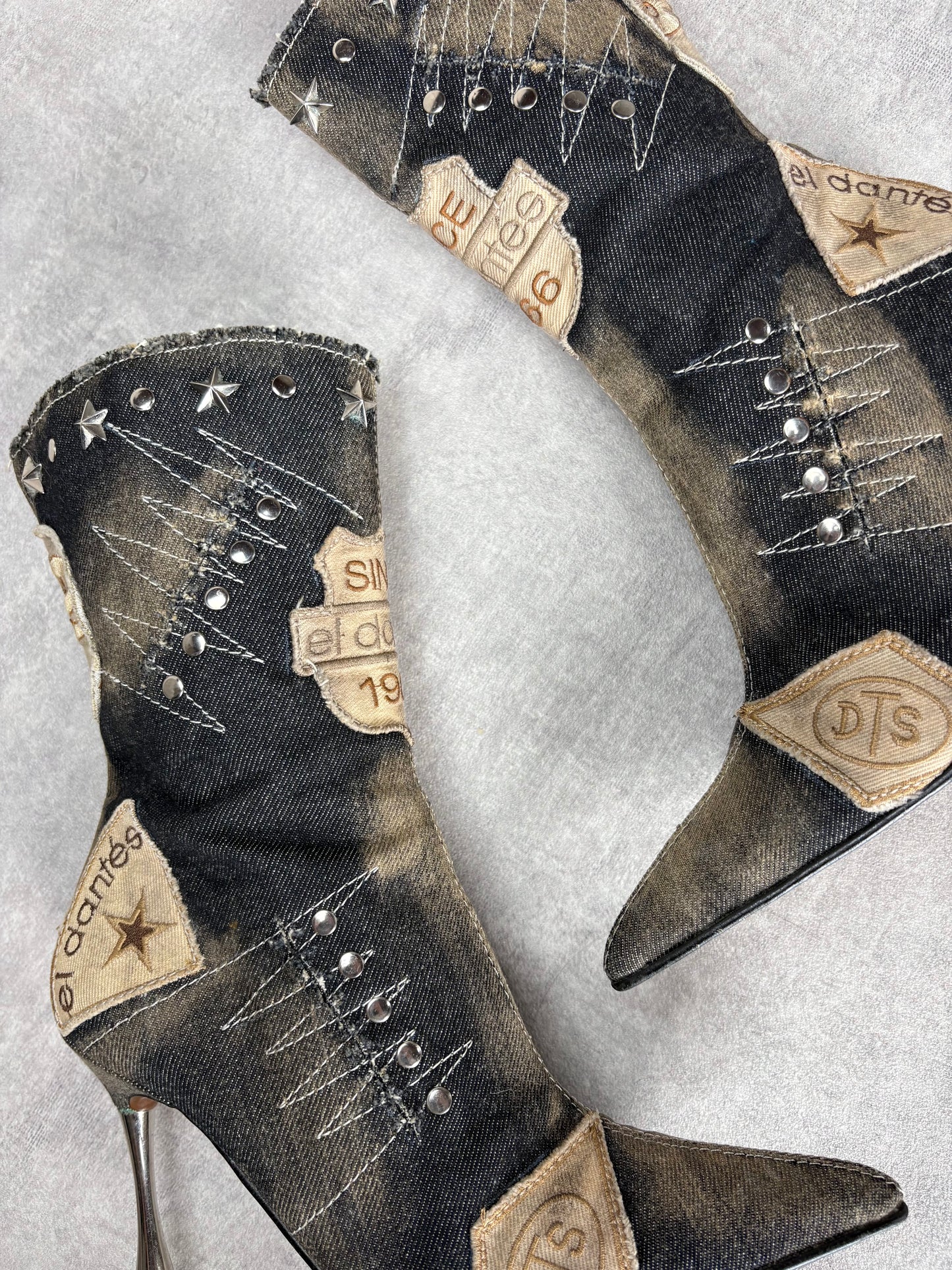El Dantes Denim Patch Boots