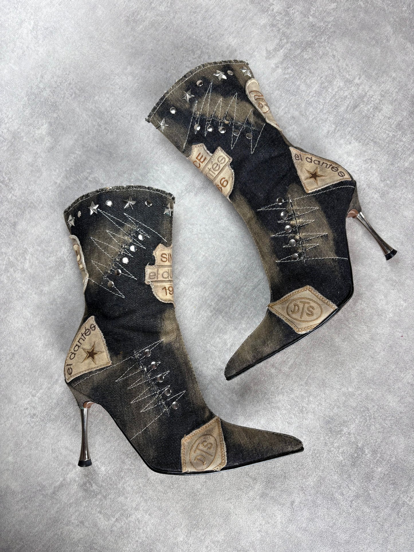 El Dantes Denim Patch Boots