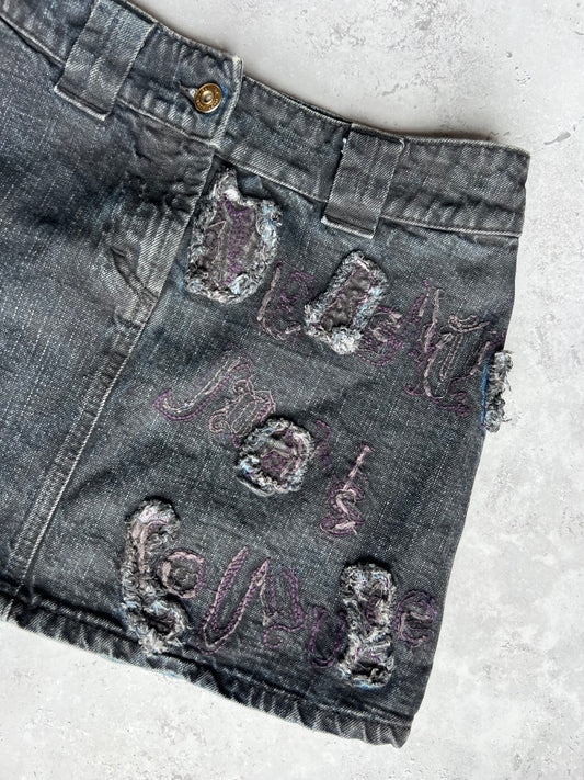 Versace Frayed Denim Skirt