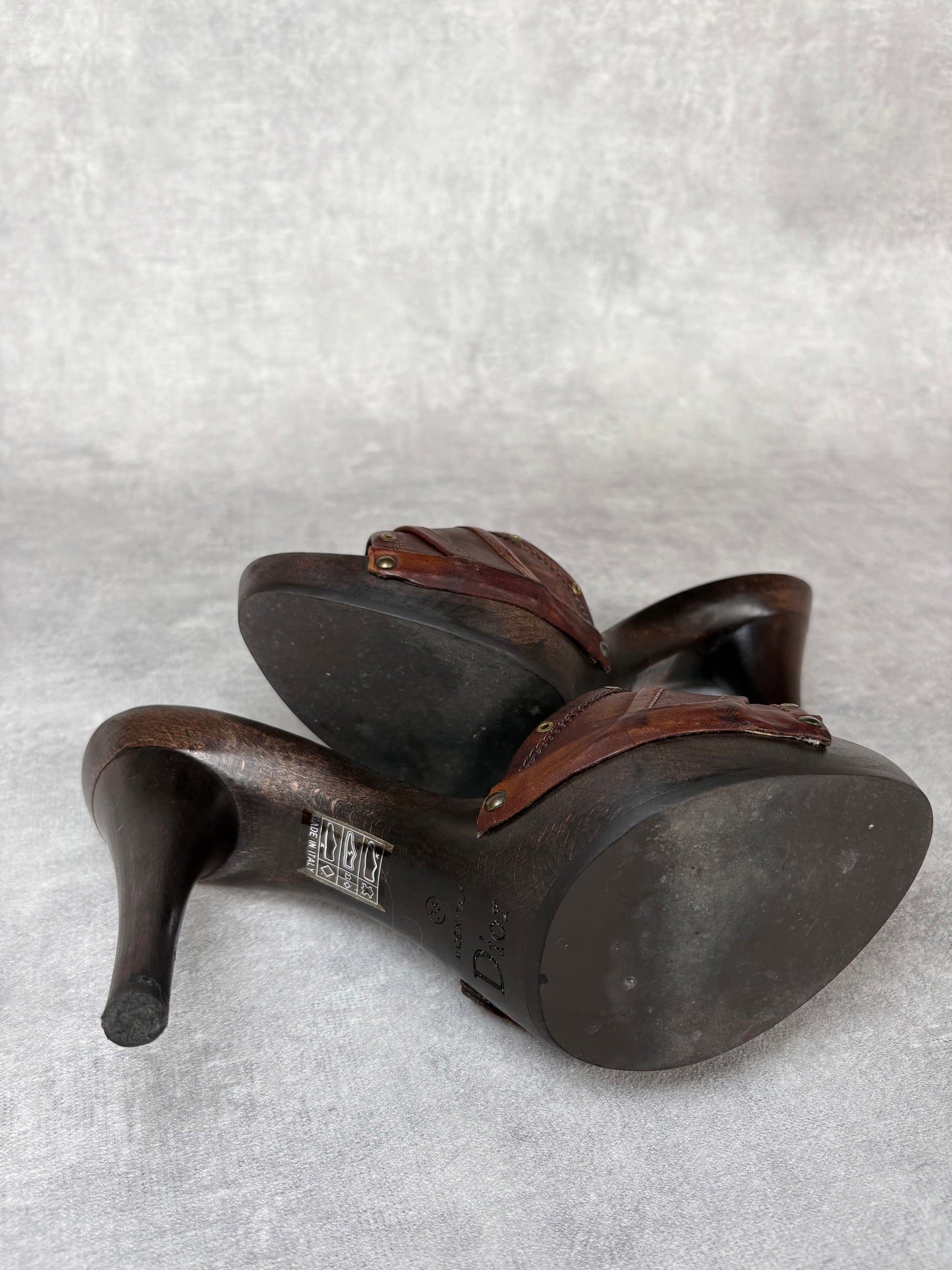 Dior Brown Chain Mules