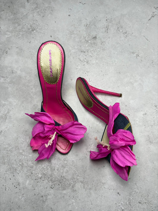 Gianmarco Lorenzi Denim Flower Heels