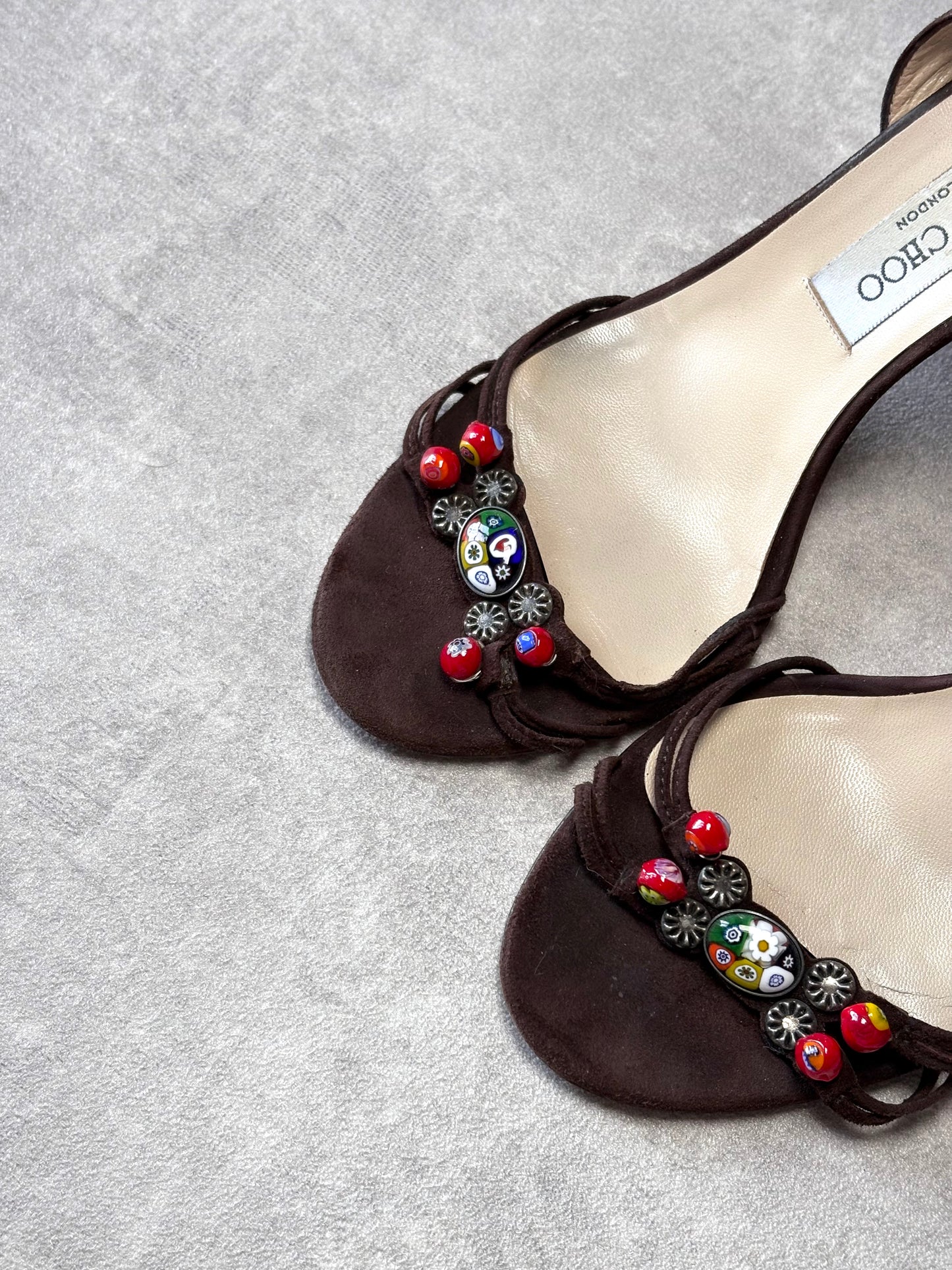 Jimmy Choo Suede Beaded Heels