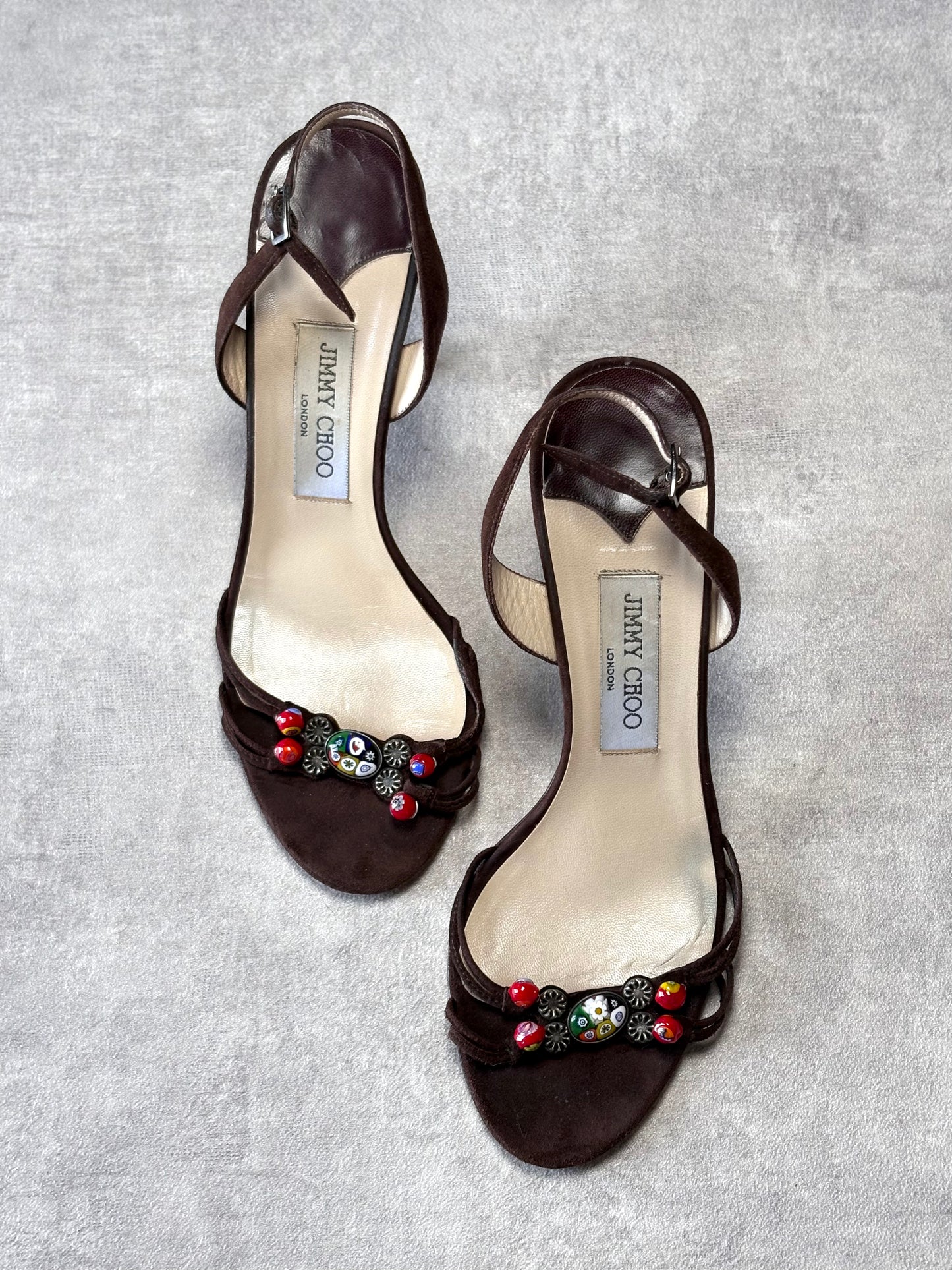 Jimmy Choo Suede Beaded Heels