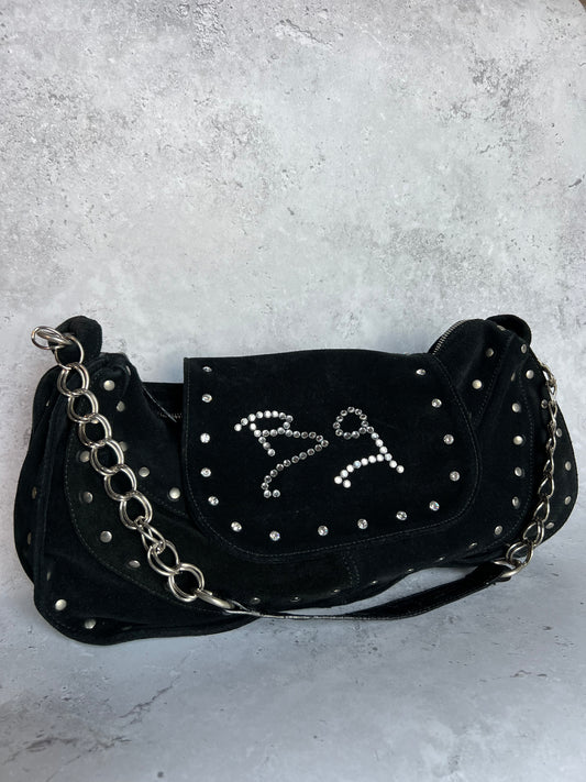 Blumarine Girl Suede Hobo Bag