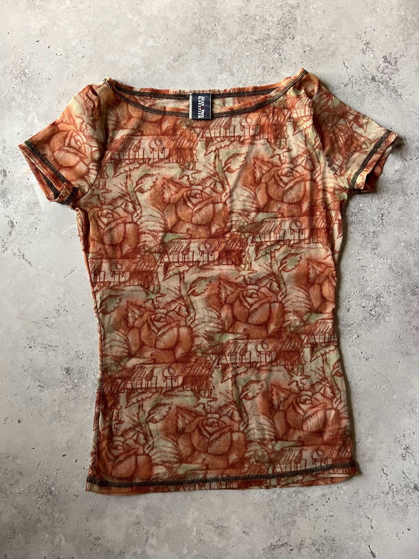 Jean Paul Gaultier Rose Mesh T-shirt