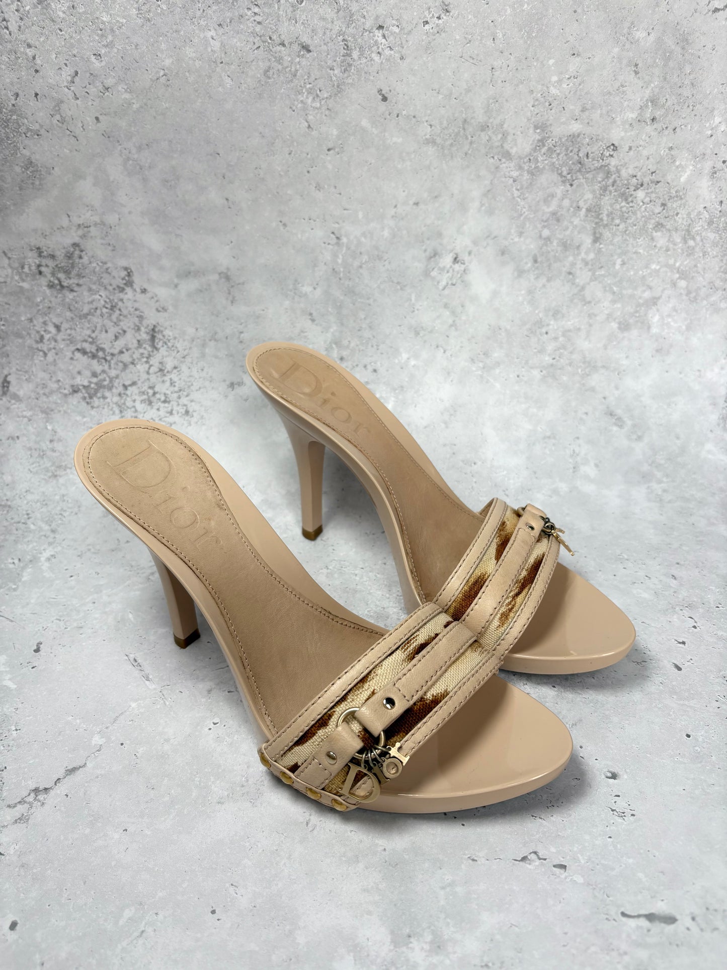 Dior Animal Print Charm Mules