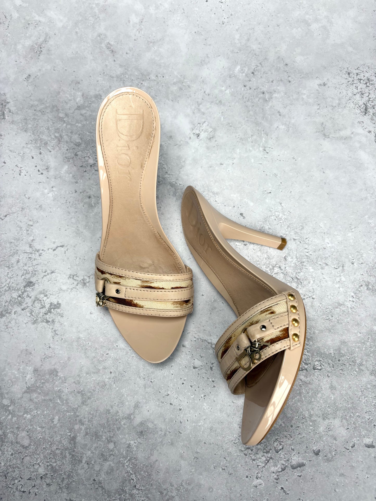 Dior Animal Print Charm Mules