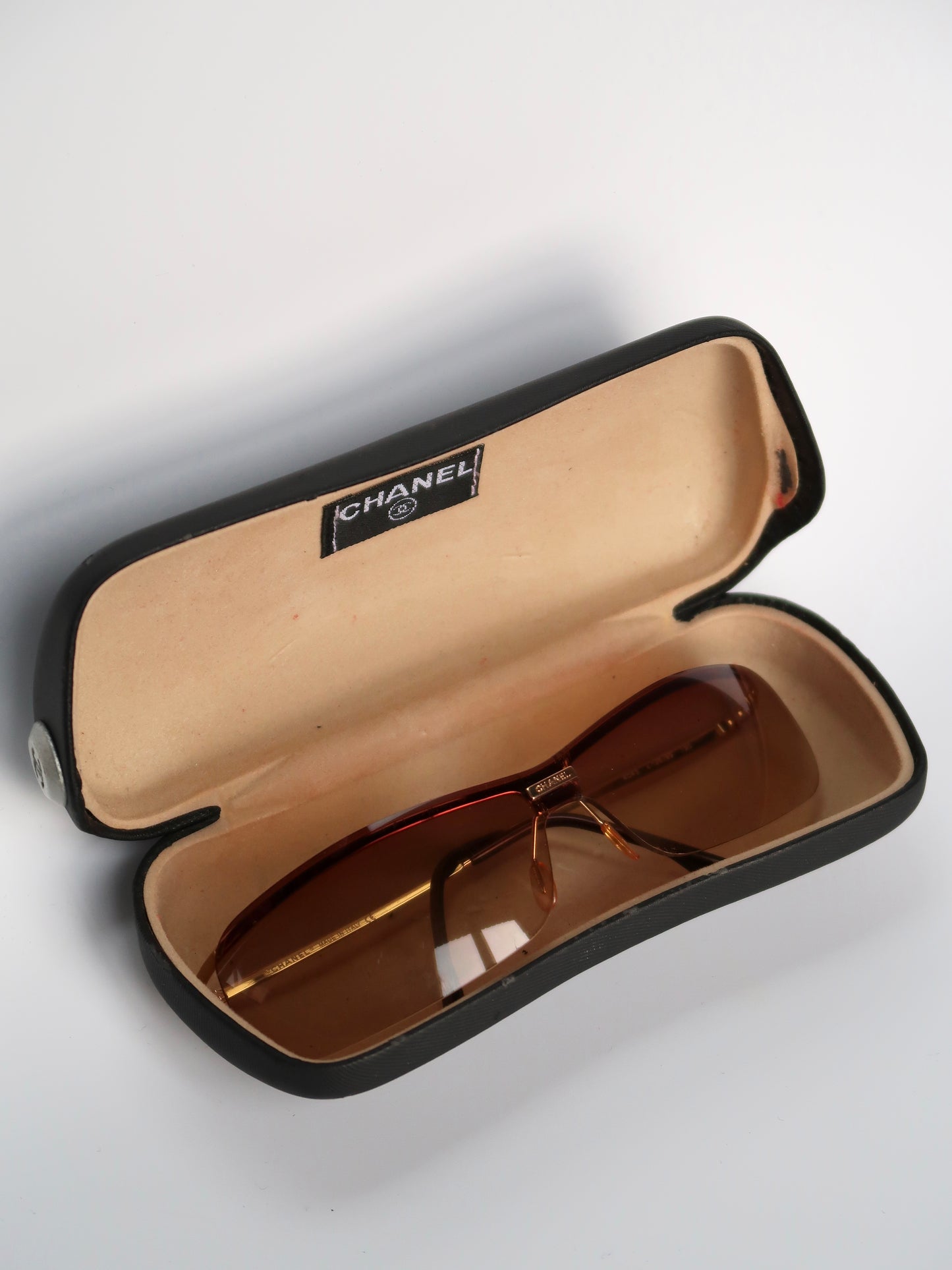 Chanel Brown Rimless Sunglasses
