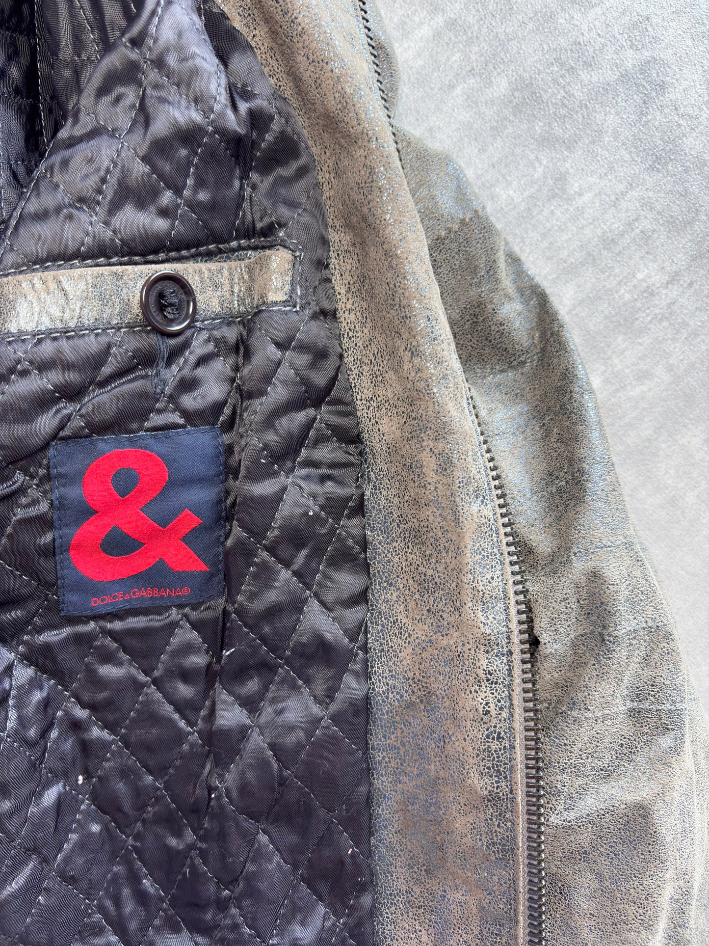 D&G Distressed Leather Biker Jacket