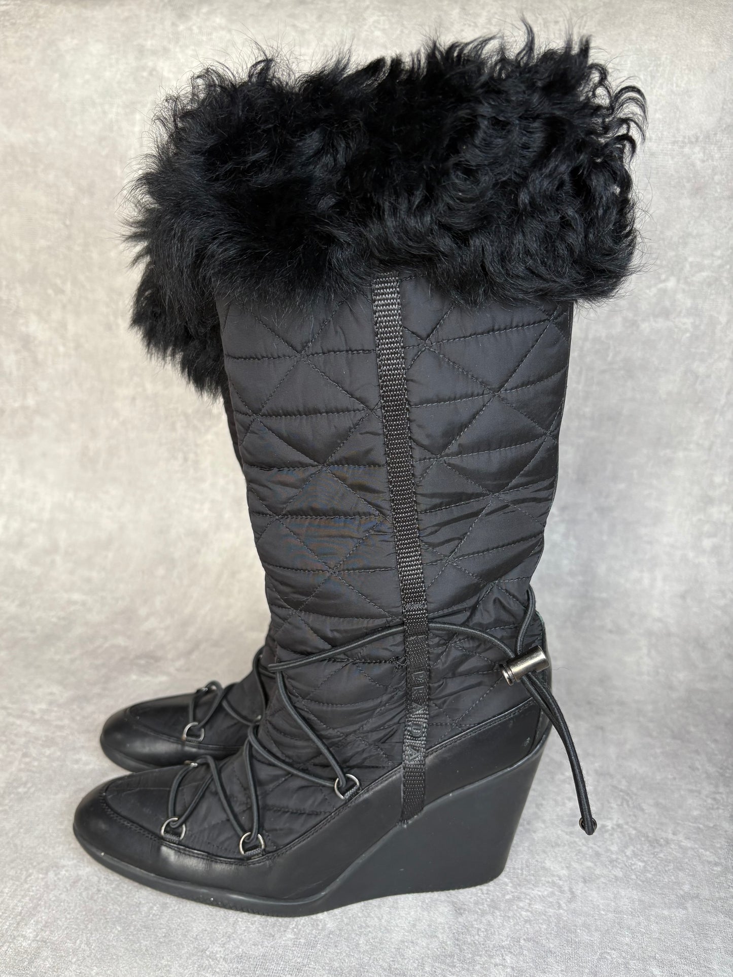 Prada Fur Quilted Snow Boots