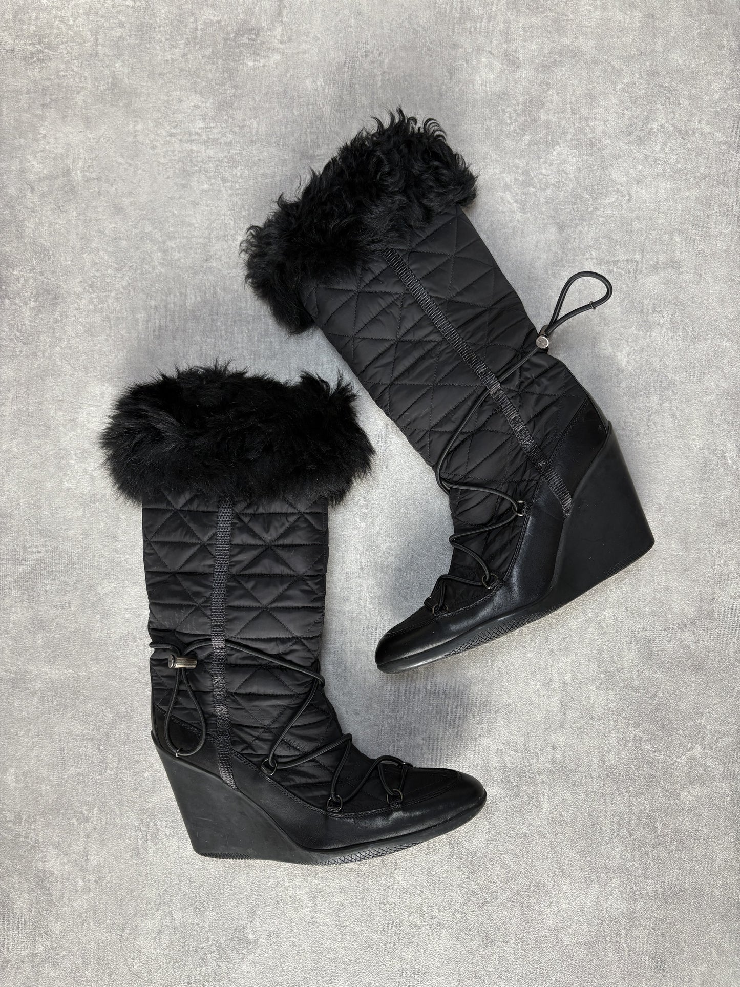 Prada Fur Quilted Snow Boots