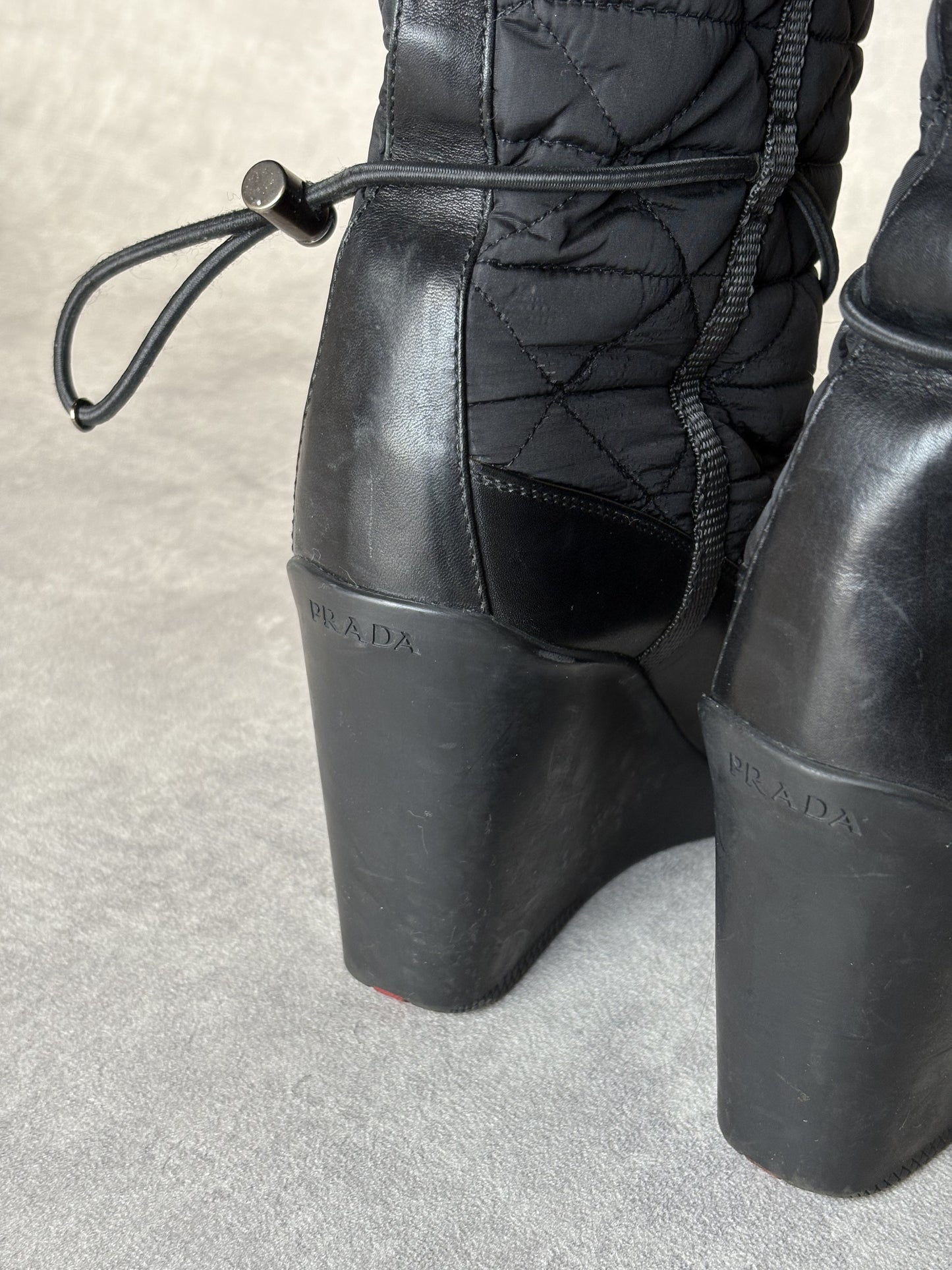 Prada Fur Quilted Snow Boots