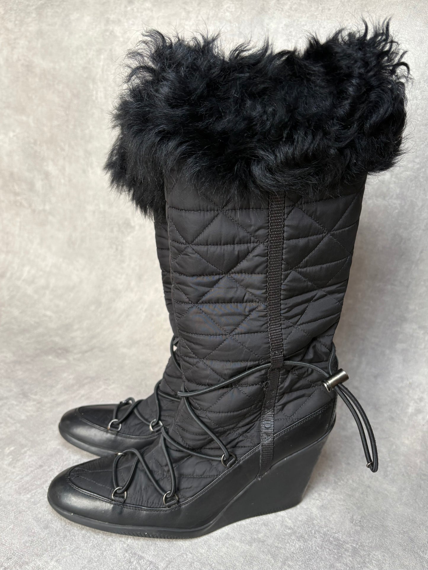 Prada Fur Quilted Snow Boots