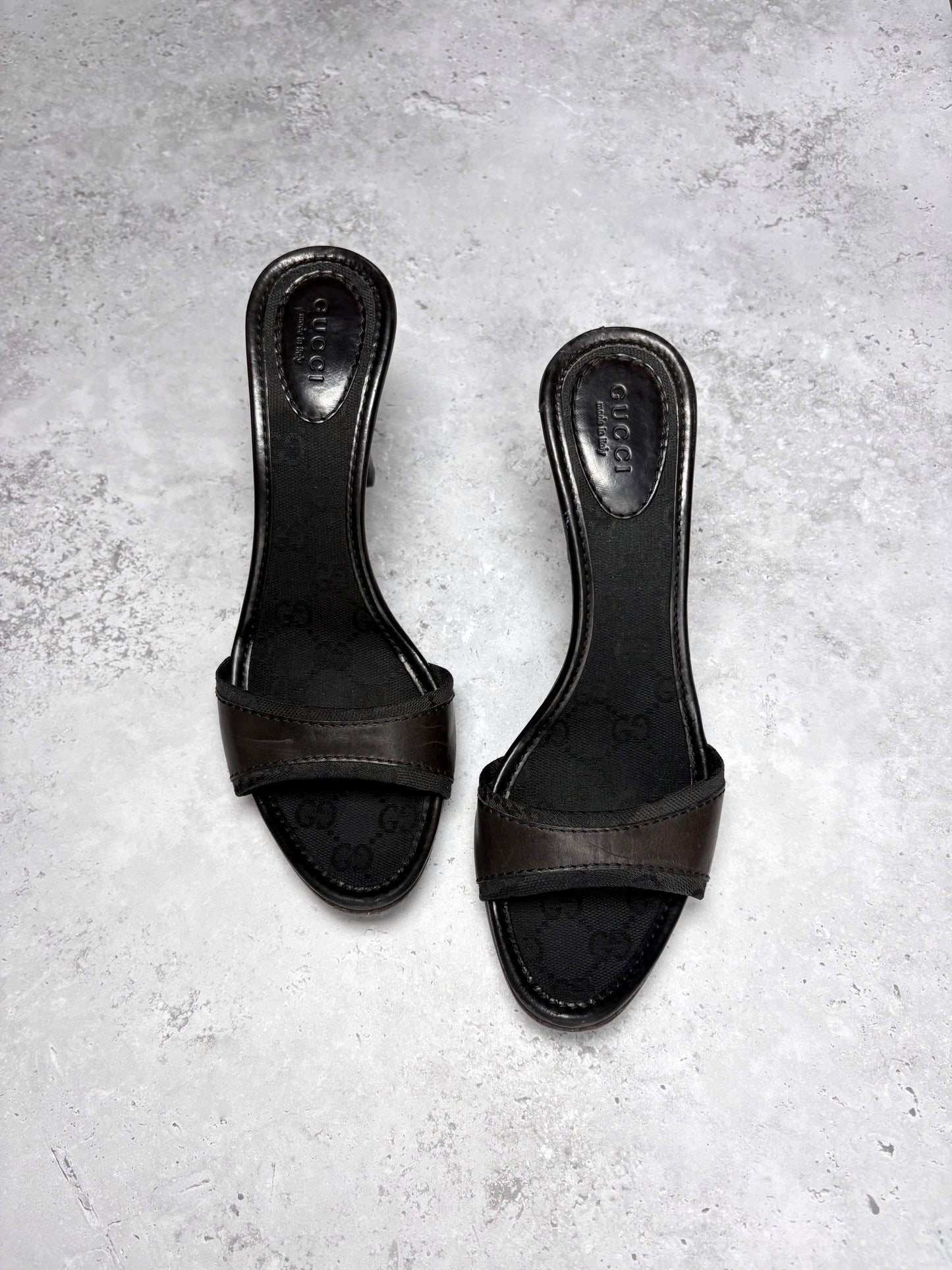 Gucci Dark Brown Monogram Mules