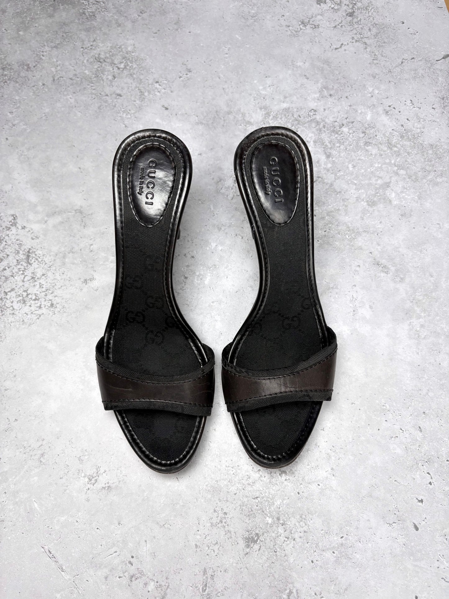 Gucci Dark Brown Monogram Mules