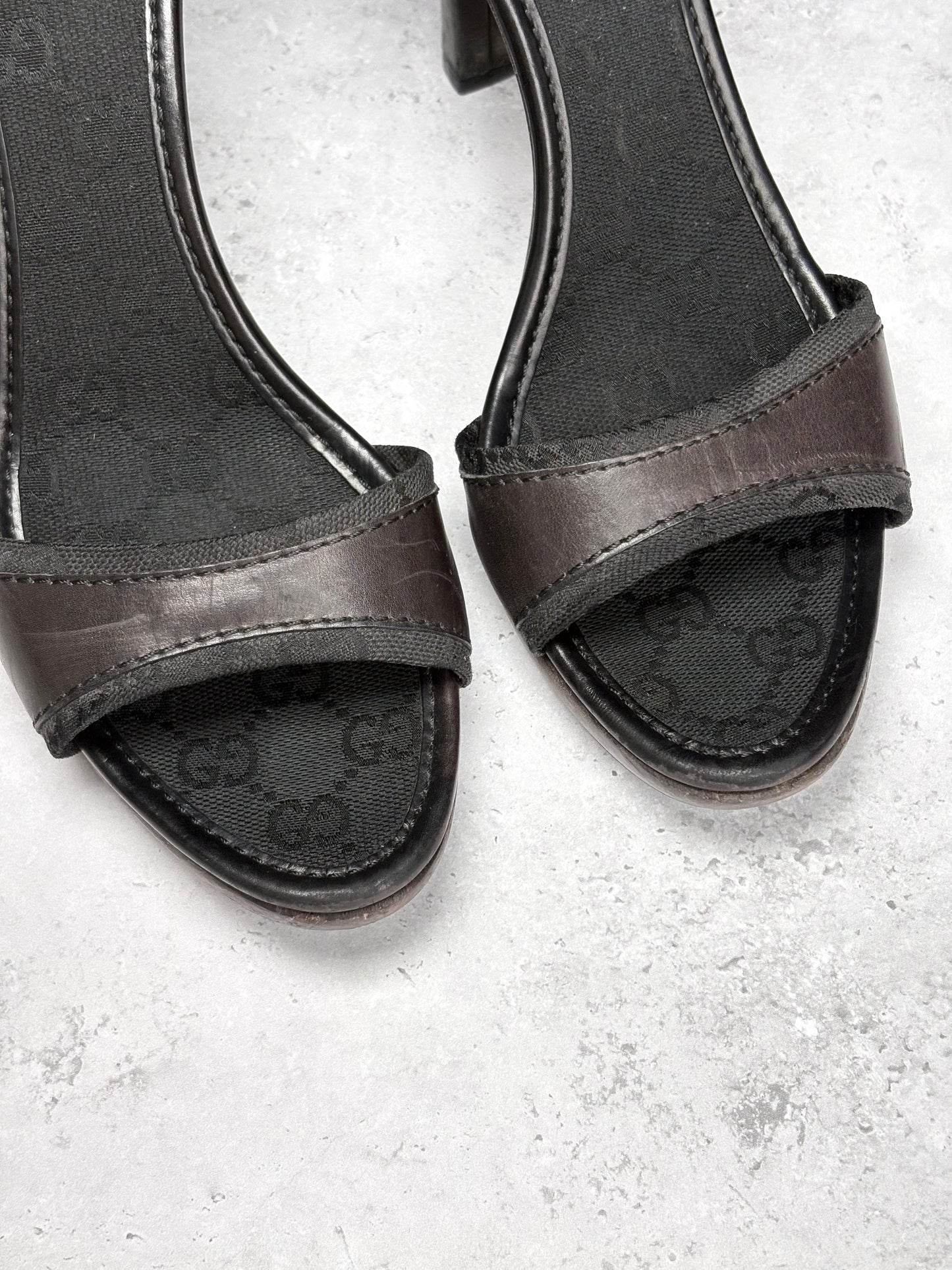 Gucci Dark Brown Monogram Mules