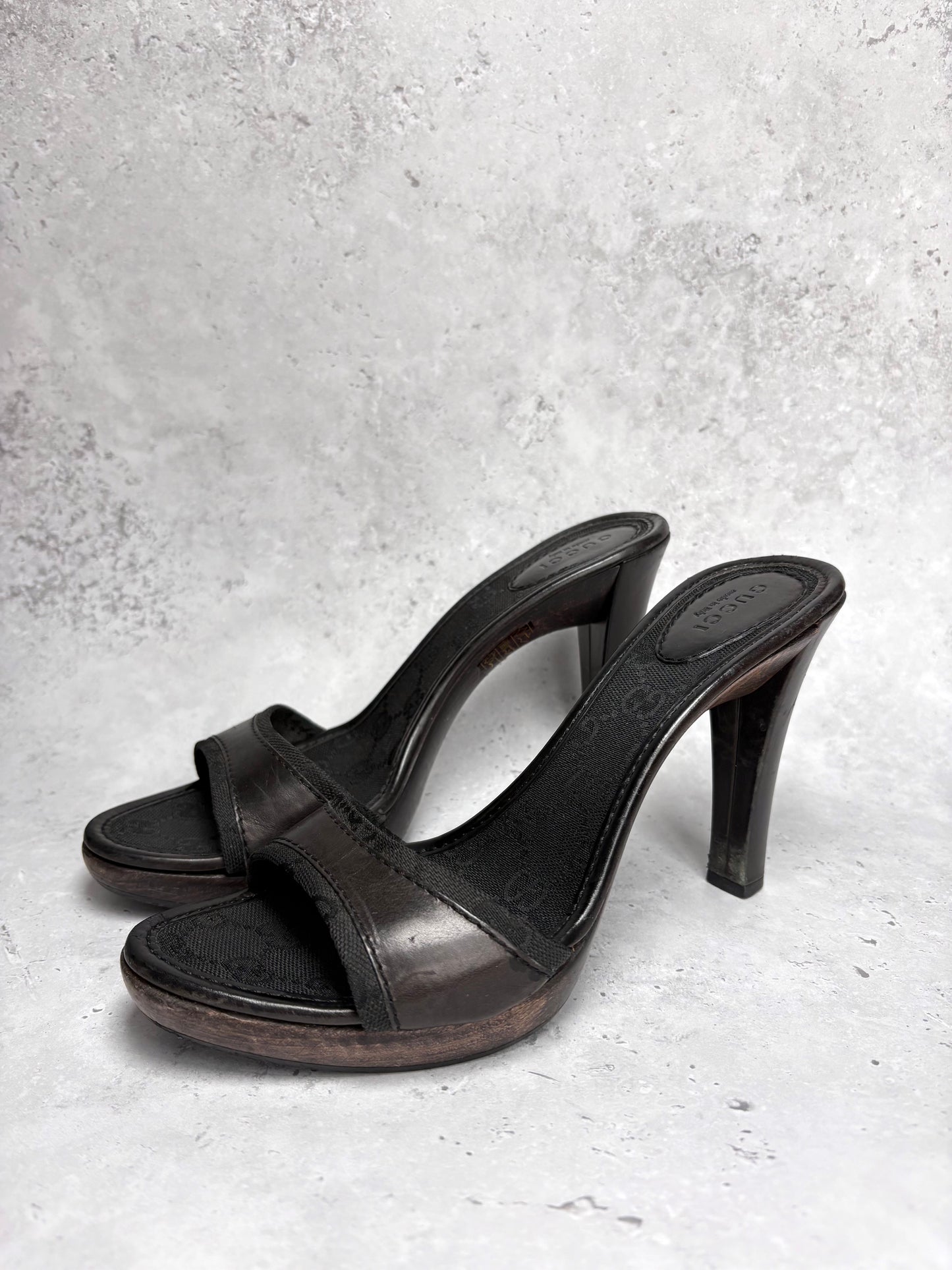 Gucci Dark Brown Monogram Mules