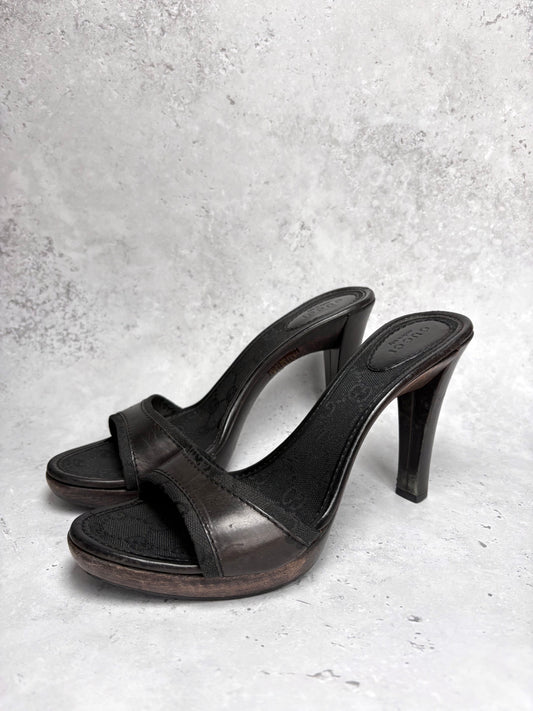 Gucci Dark Brown Monogram Mules