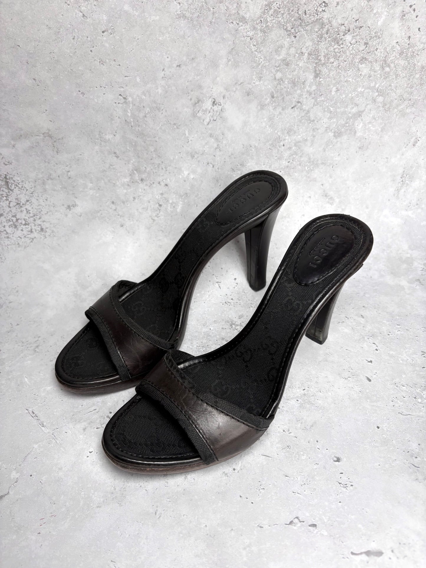 Gucci Dark Brown Monogram Mules