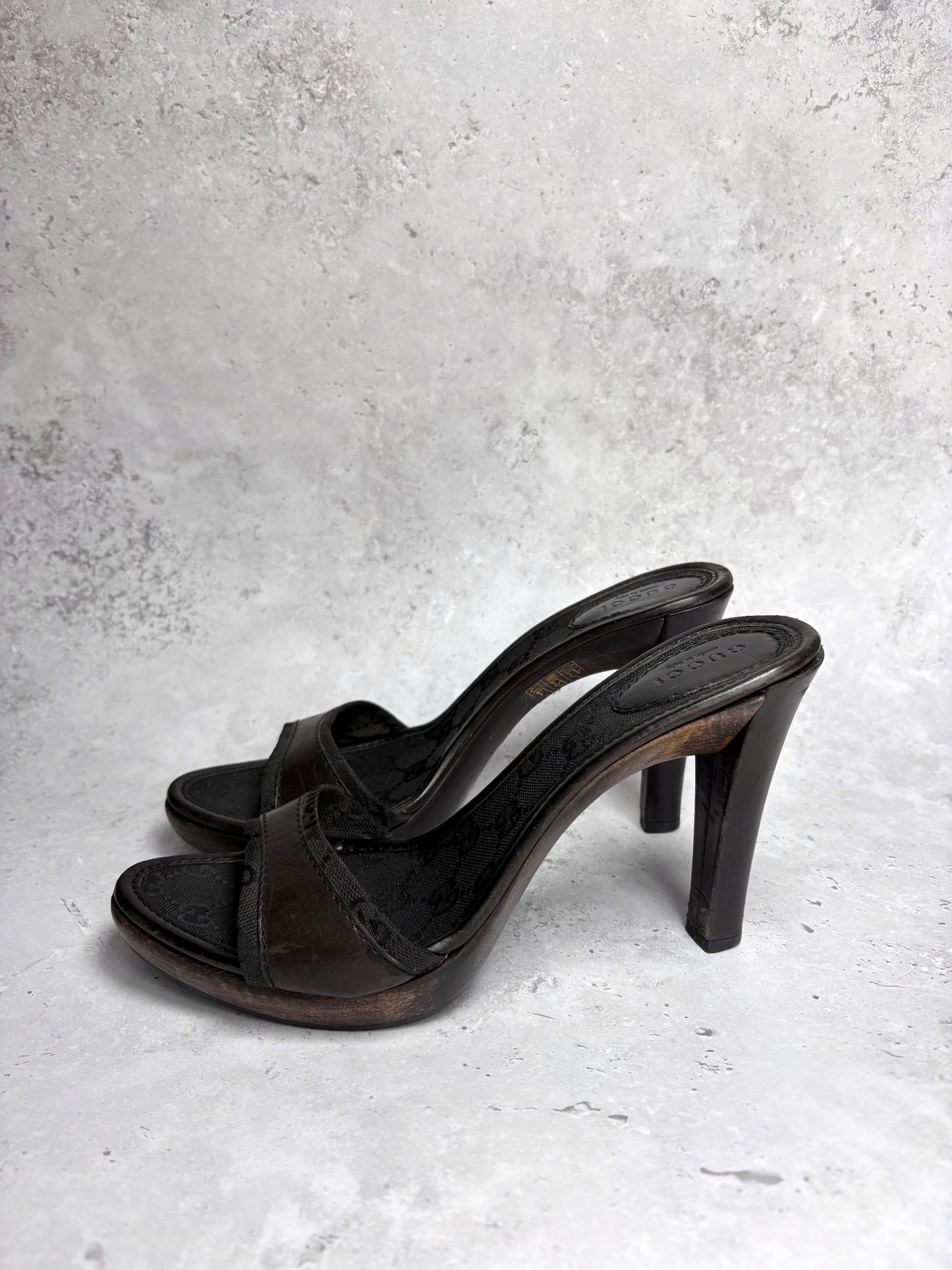 Gucci Dark Brown Monogram Mules