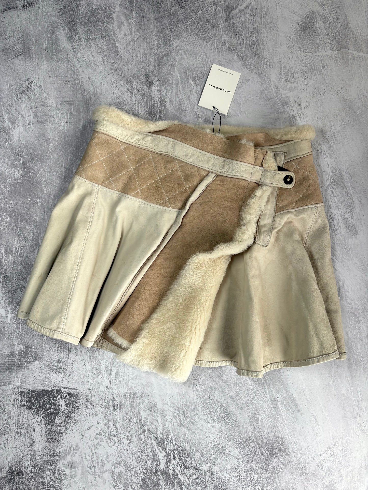 Cavalli Shearling and Suede Skirt