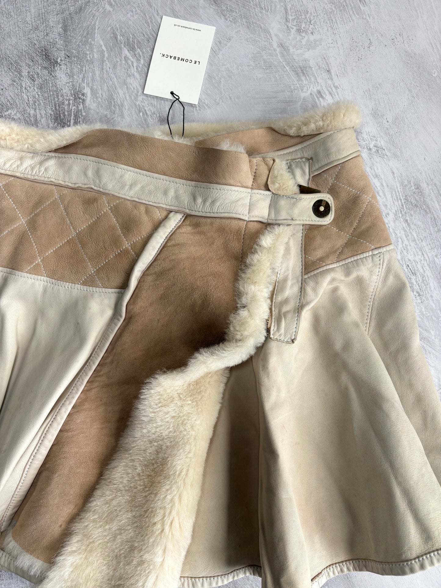 Cavalli Shearling and Suede Skirt