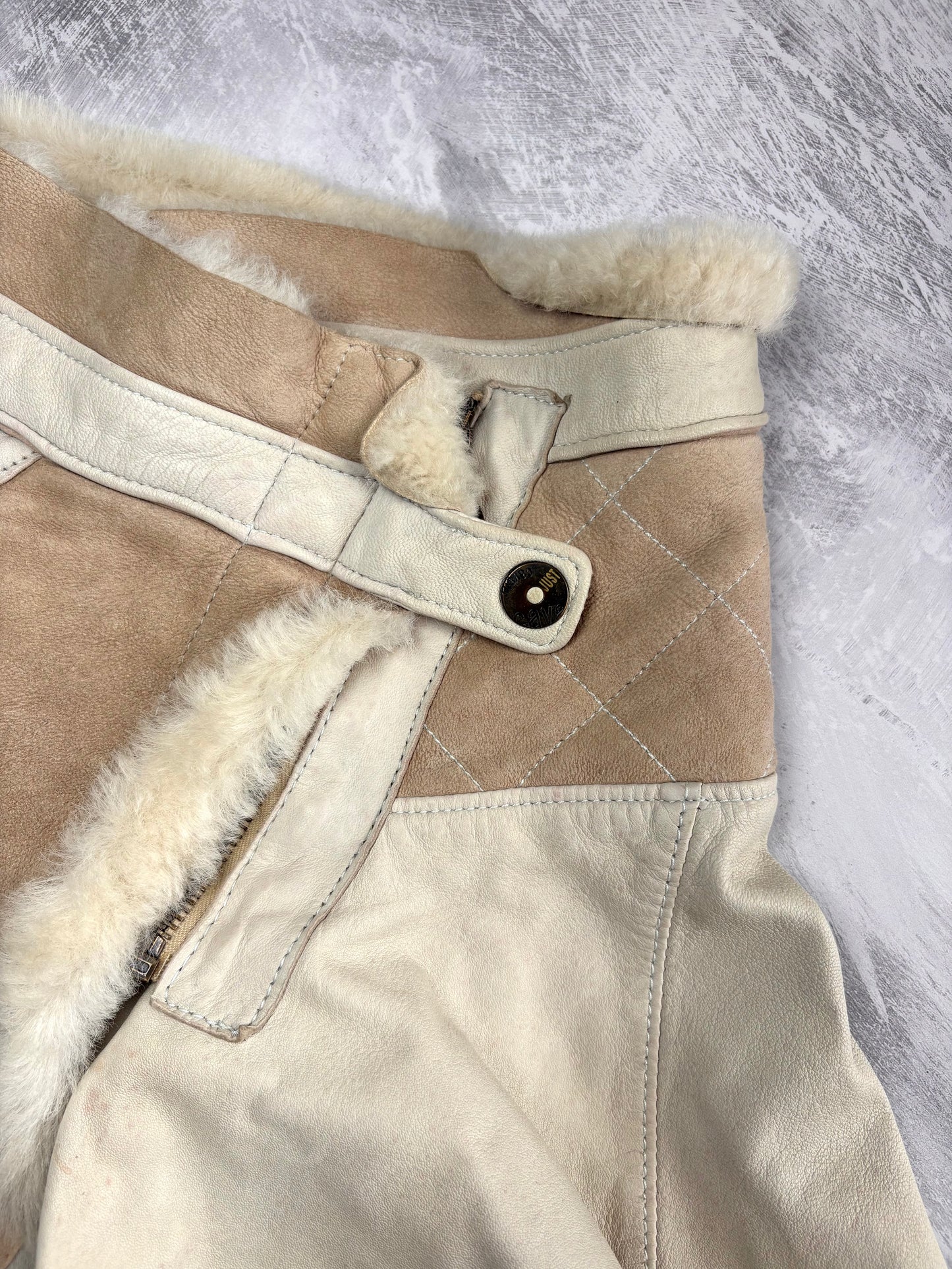 Cavalli Shearling and Suede Skirt