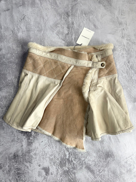 Cavalli Shearling and Suede Skirt