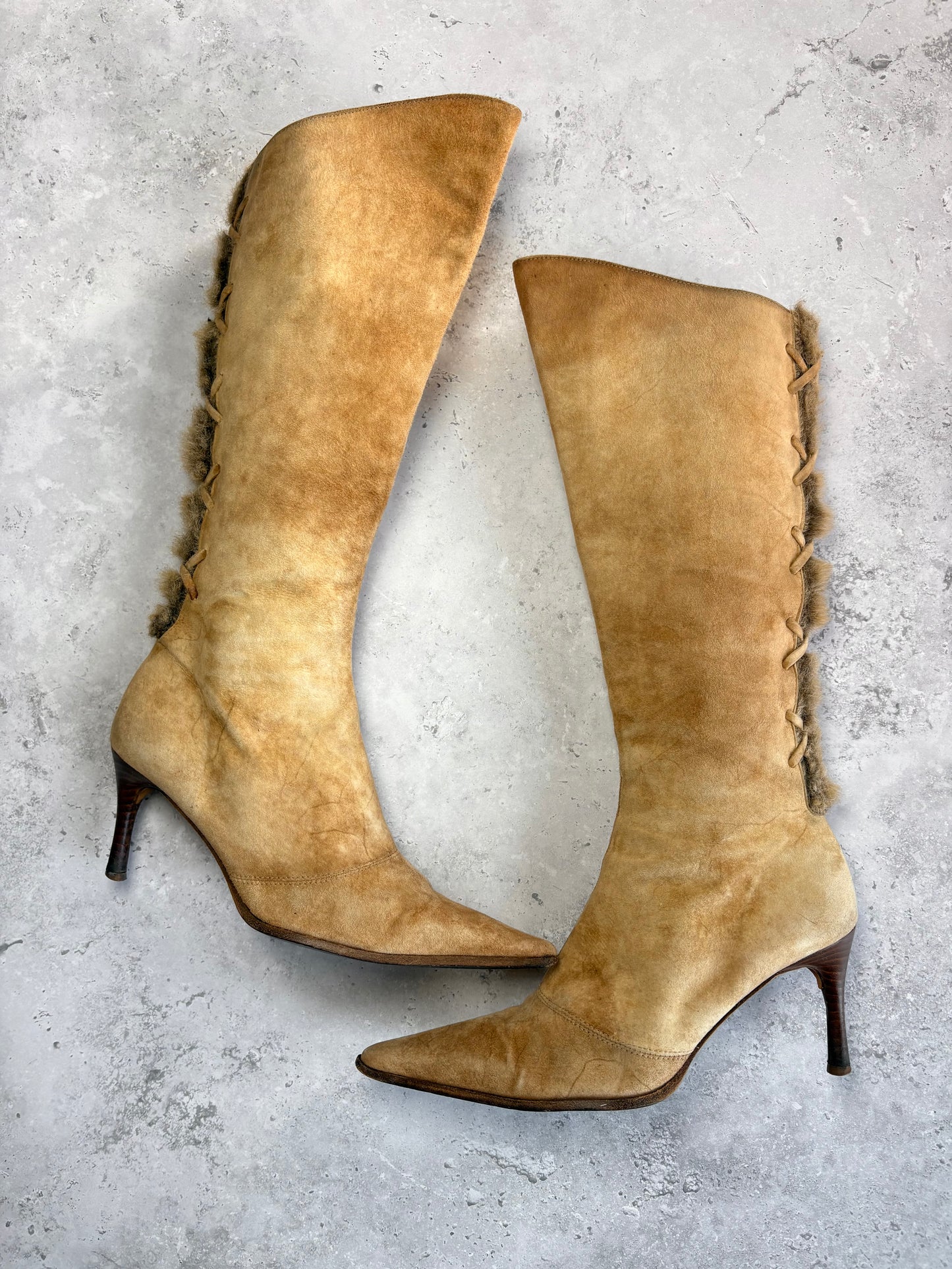 Italian Vintage Suede and Fur Boots