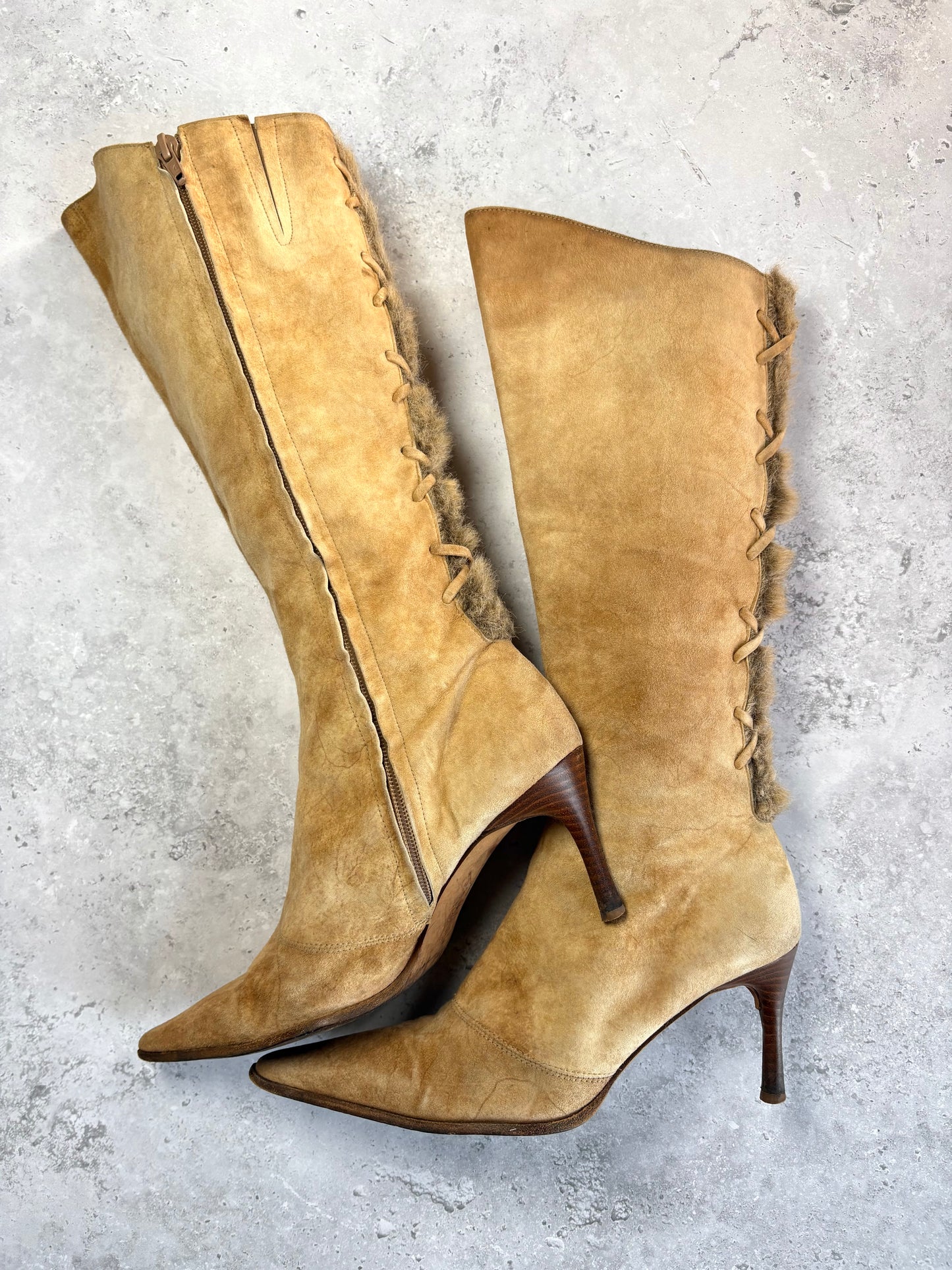Italian Vintage Suede and Fur Boots